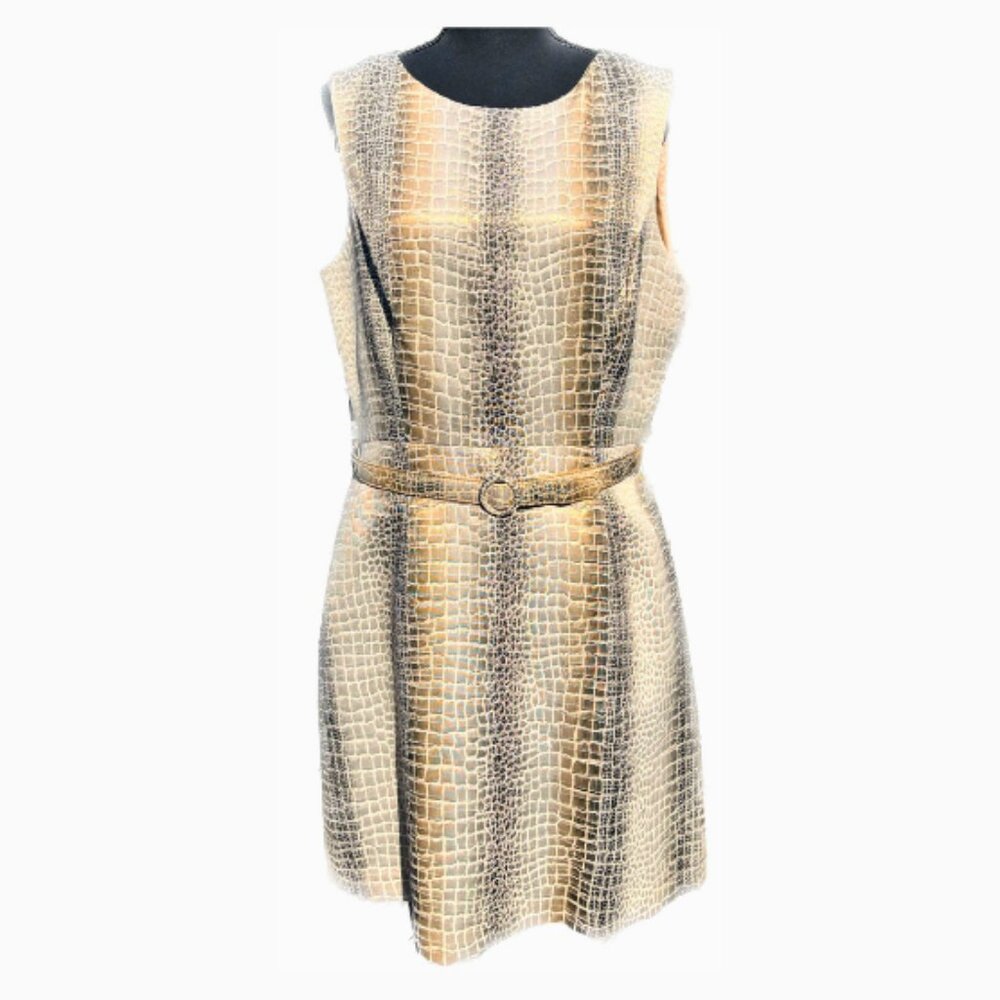 Chic Elegance: Jones New York Petite Snakesk-Inspired Dress – Size 14P